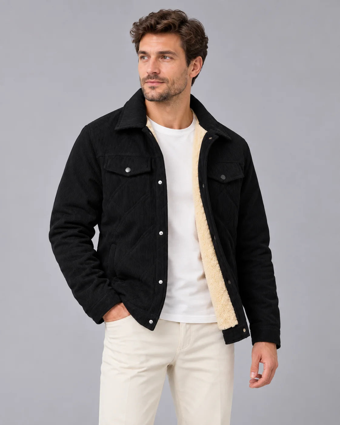 Men's Corduroy Padded Jacket | Stylish Vintage Winter Coat with Thick Padding 3
