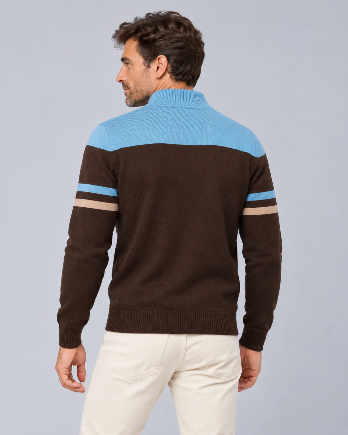 Men's Knitted Fabric Zip-Up Cardigan | Stylish Black Mock Neck Sweater 3