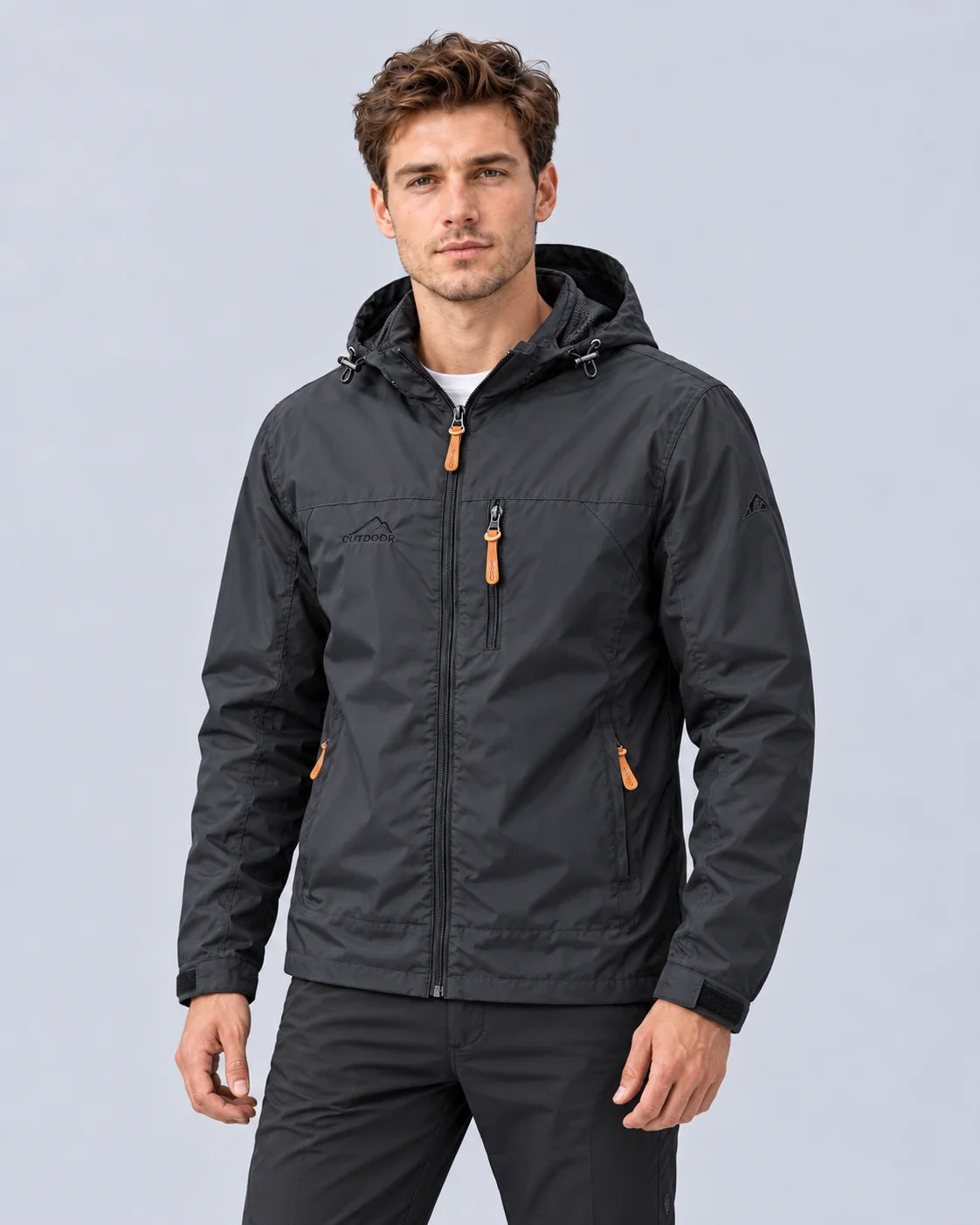 Men's Lightweight Polyester Windbreaker Jacket | Stylish Hooded Outdoor Coat 2