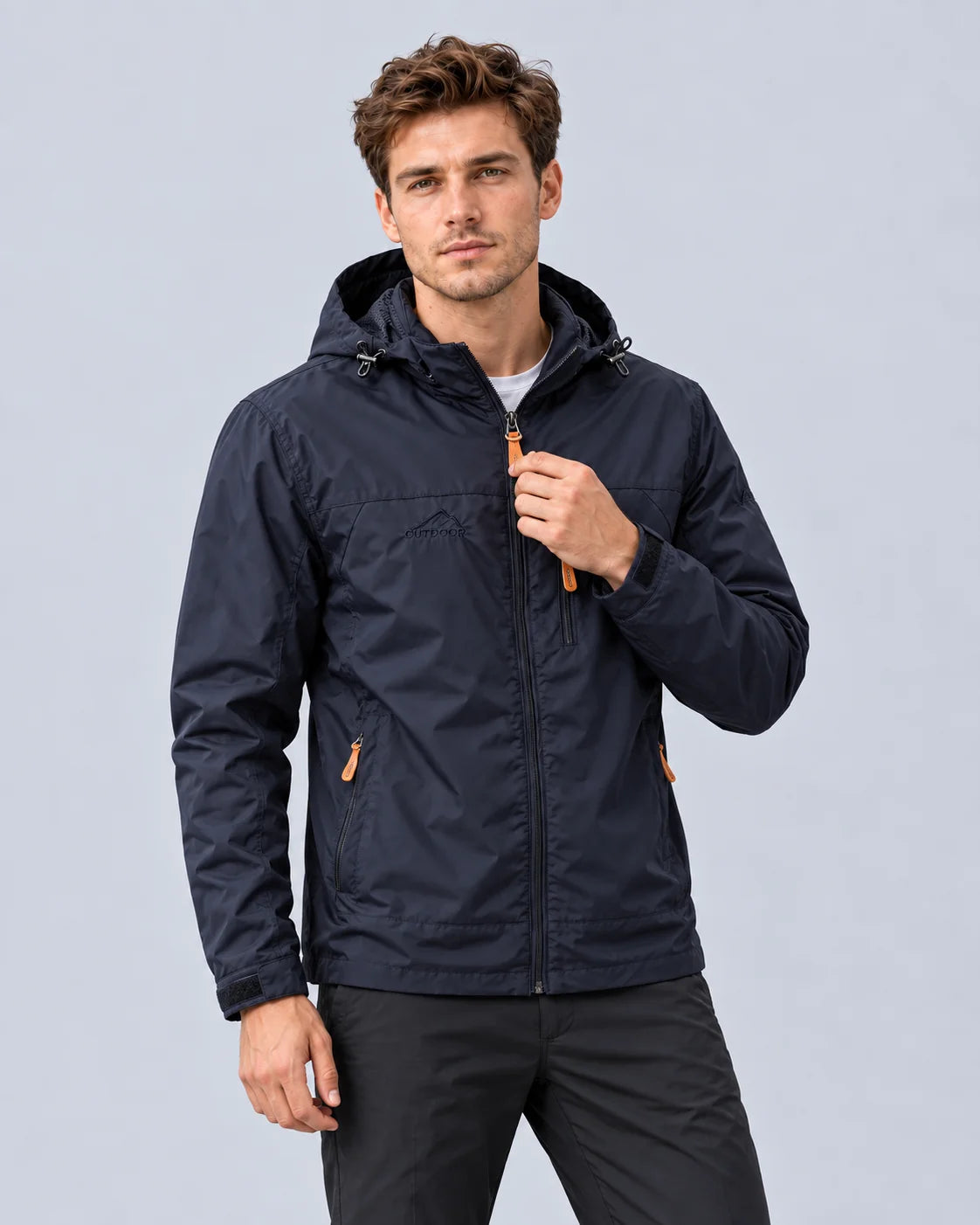 Men's Lightweight Polyester Windbreaker Jacket | Stylish Hooded Outdoor Coat 3