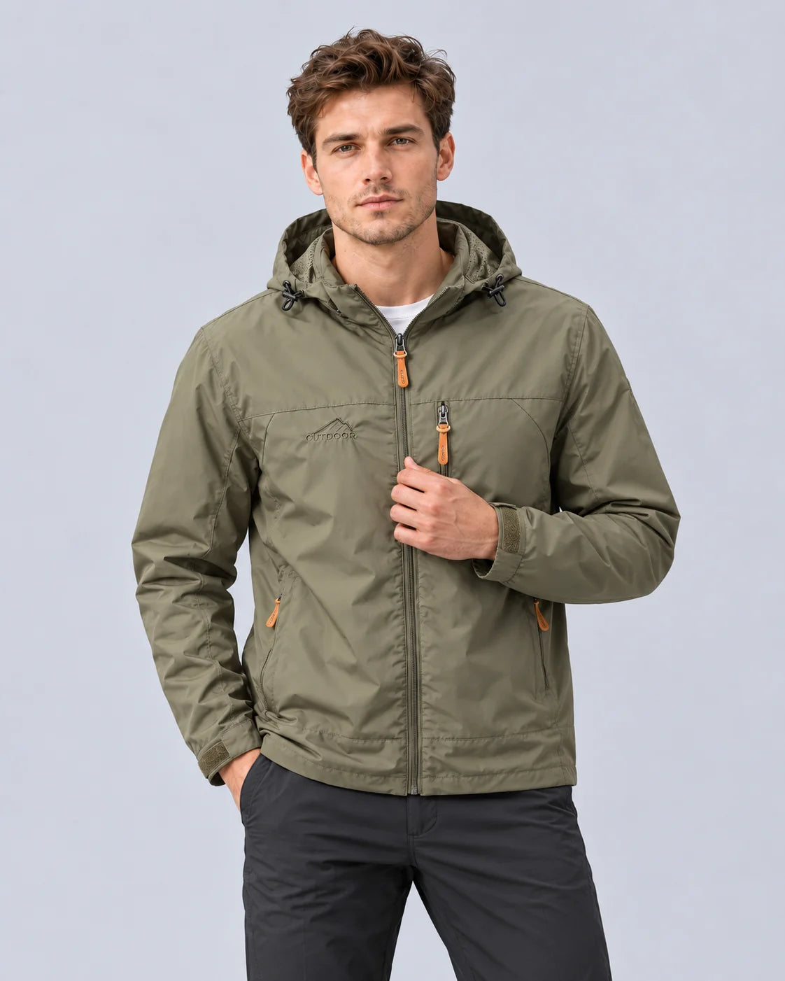 Men's Lightweight Polyester Windbreaker Jacket | Stylish Hooded Outdoor Coat 4