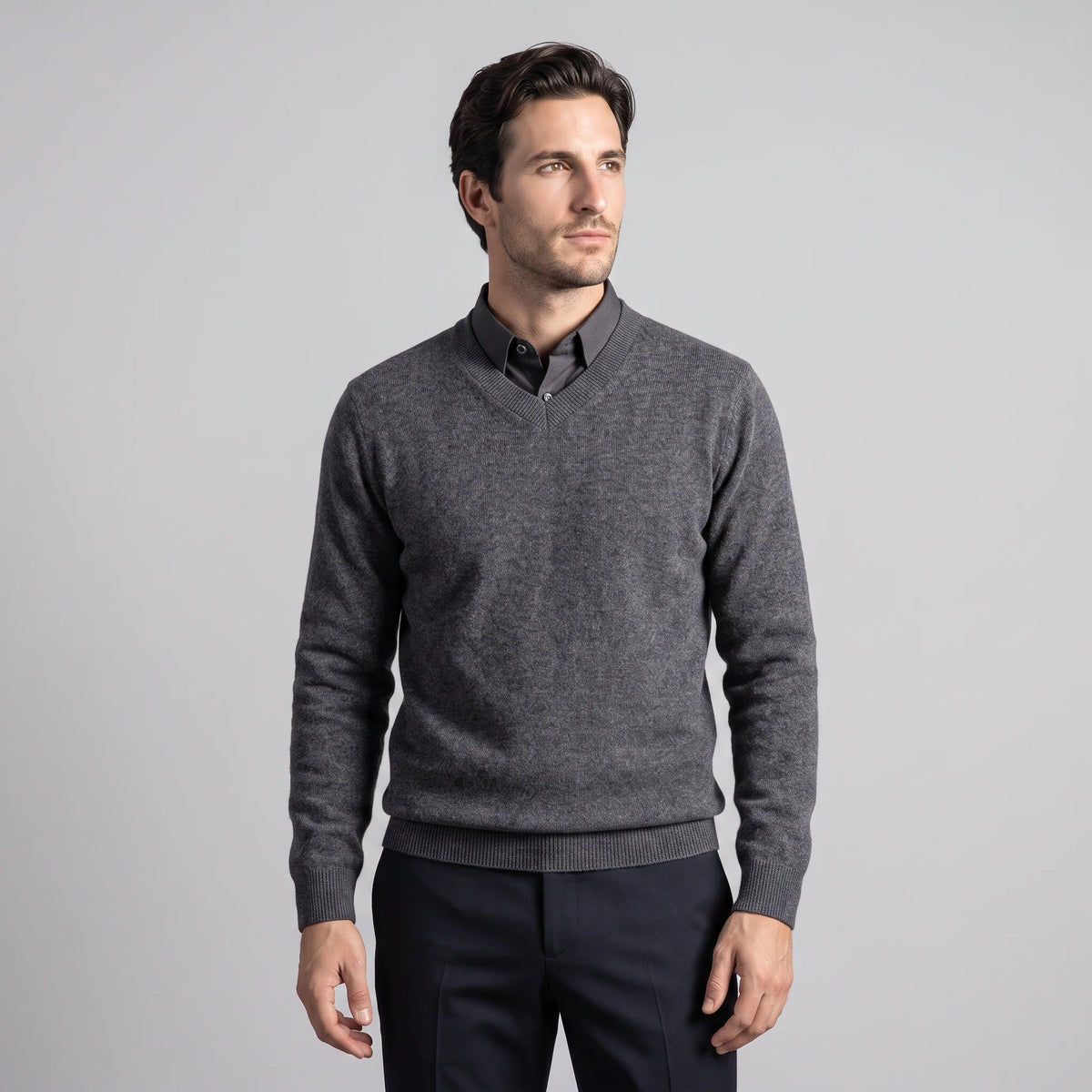 Men's Soft Knit Sweater | Relaxed Fit V-Neck Jumper | Comfortable Long Sleeve Top 10