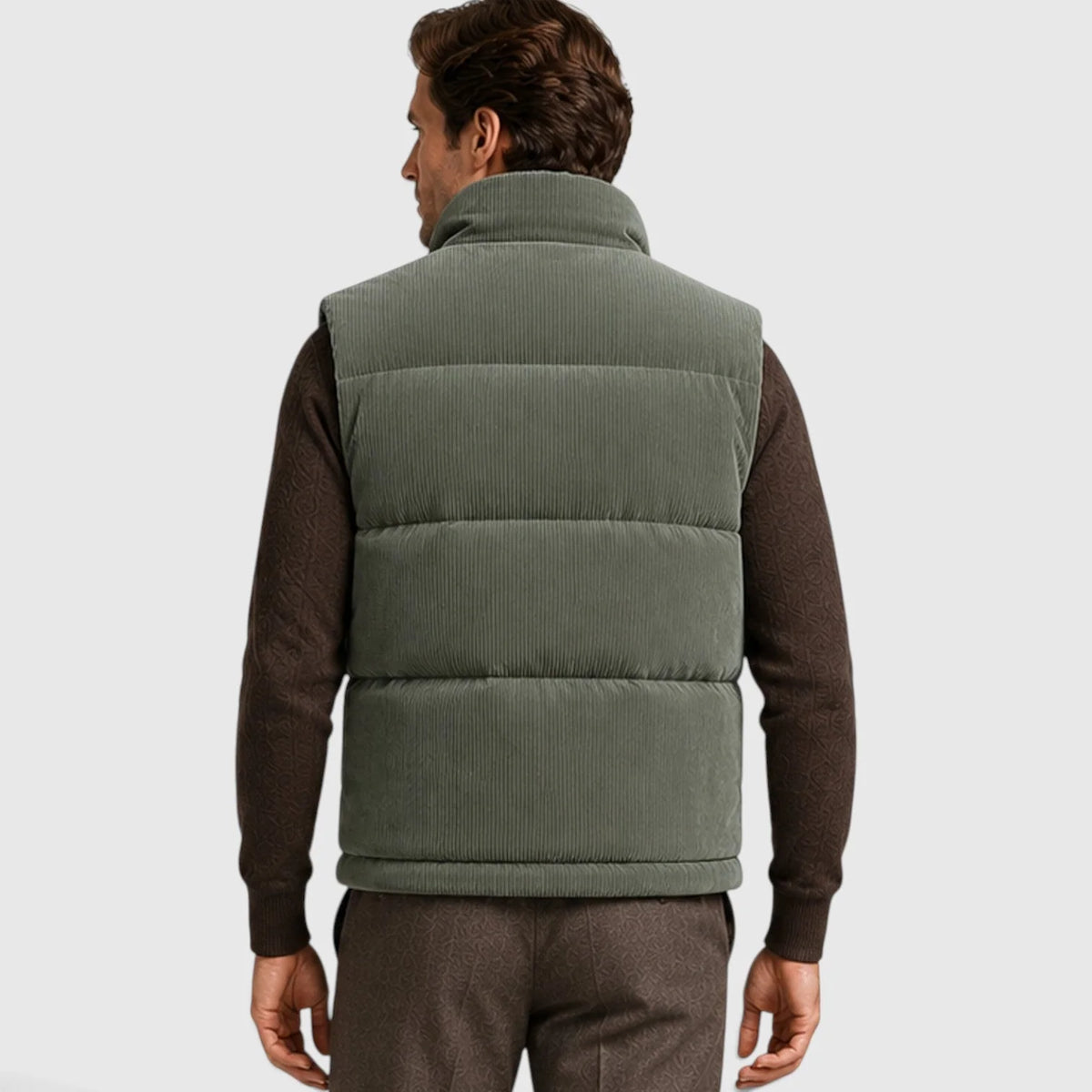 Men's Textured Corduroy Padded Gilet | Warm Fleece-Lined Body Warmer for Autumn 2