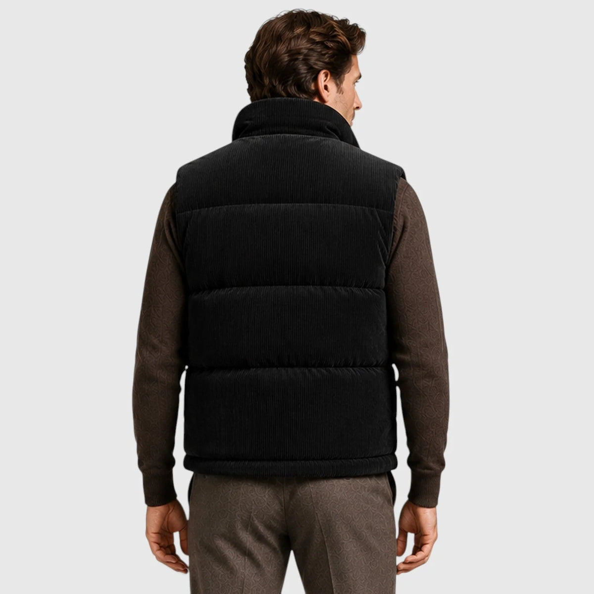 Men's Textured Corduroy Padded Gilet | Warm Fleece-Lined Body Warmer for Autumn 6