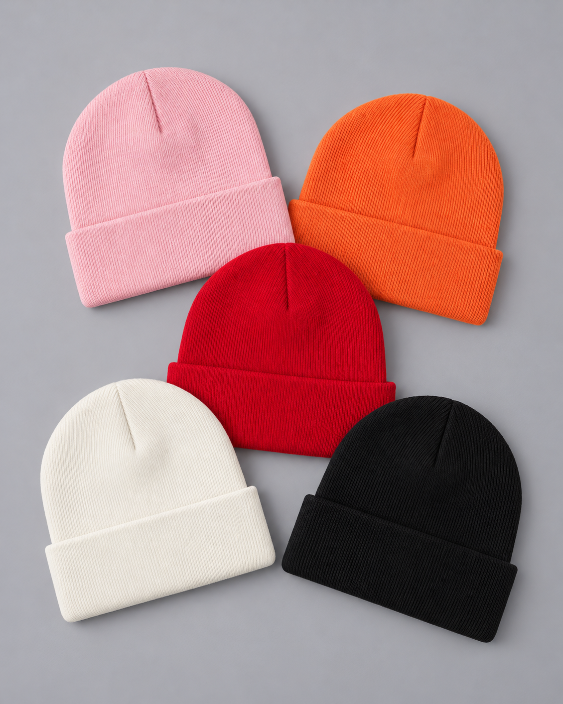 Unisex Beanie Hat Multipack – 5-Pack Cuffed Acrylic Knit Beanies, Lightweight Winter Hats