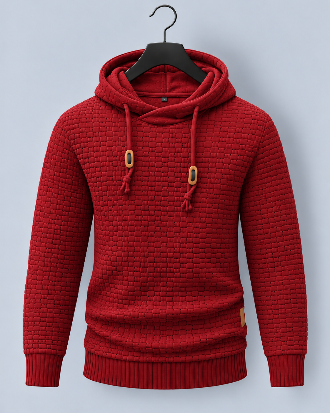 Men's Textured Hoodie with Contrast Drawstrings