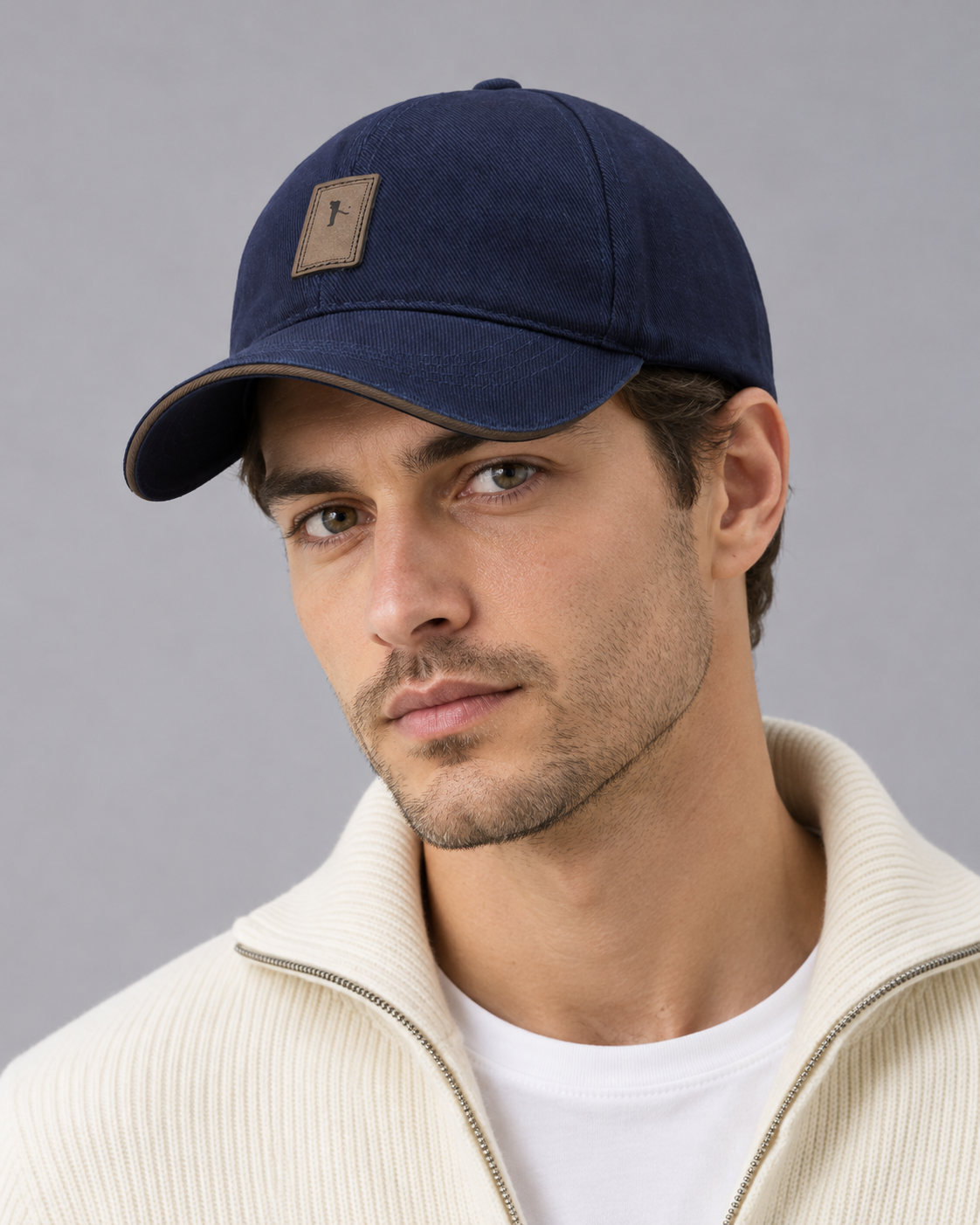 Men's Baseball Cap in Cotton – Curved Peak with Contrast Trim, Unisex Casual Golf and Sun Cap