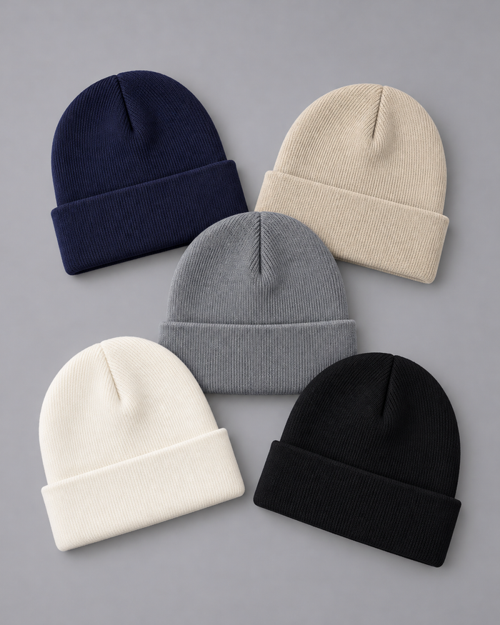 Unisex Beanie Hat Multipack – 5-Pack Cuffed Acrylic Knit Beanies, Lightweight Winter Hats