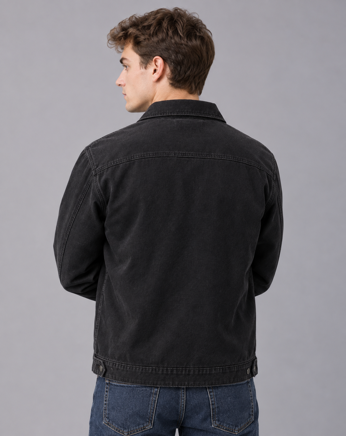 Men's Zip Workwear Jacket in Cotton Blend – Point Collar, Angled Front Pockets, Relaxed Fit