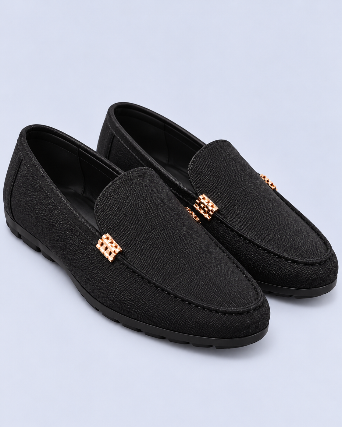 Men's Canvas Slip-On Loafers with Metal Detail