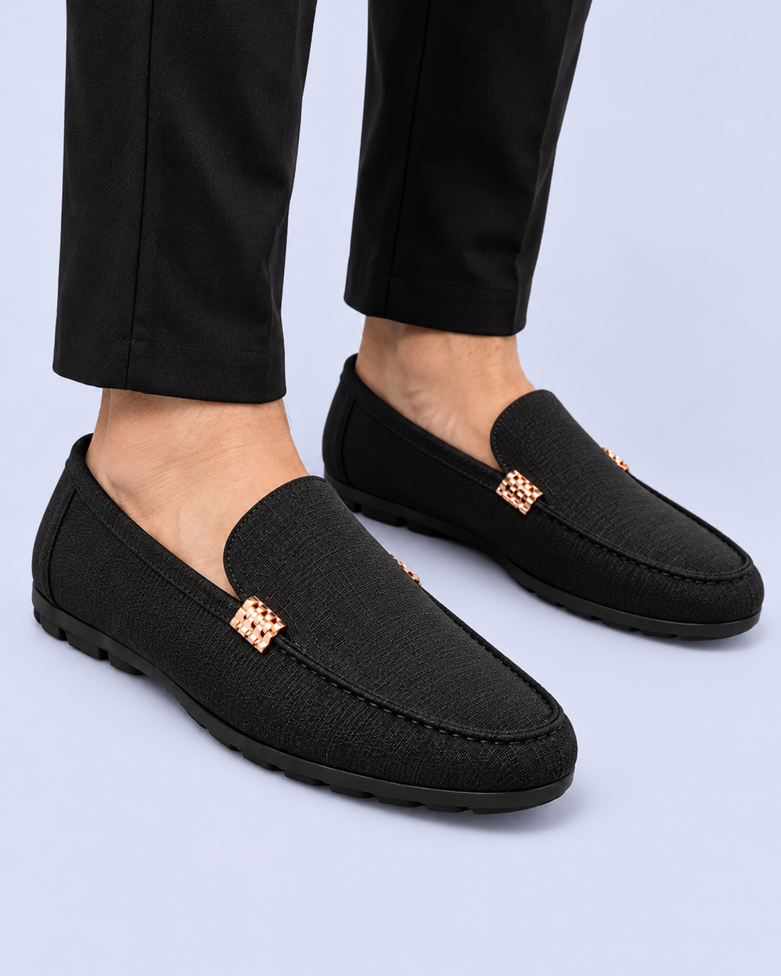 Men's Canvas Slip-On Loafers with Metal Detail