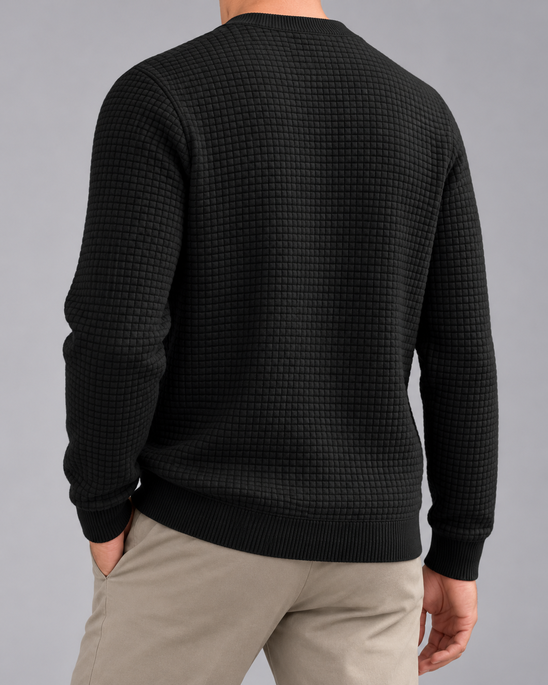 Men's Waffle-Knit Crew Neck Jumper