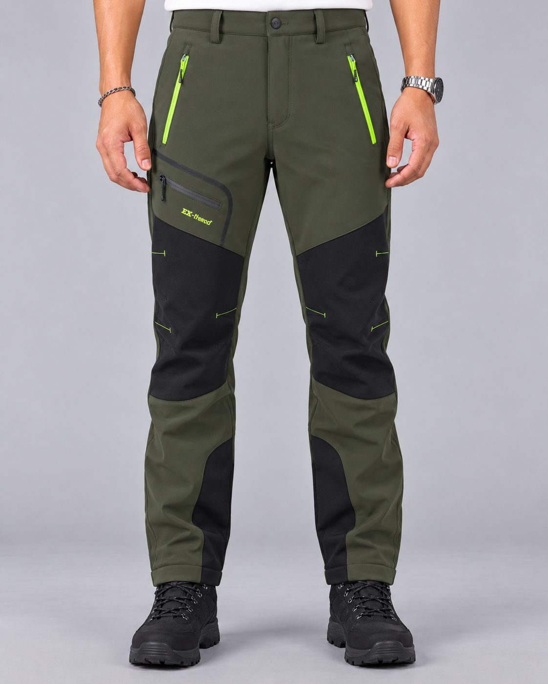 Men's Waterproof Thermal-Lined Work Trousers – Zip Pockets, Contrast Panels