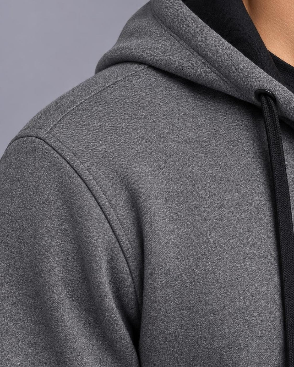 Men's Zip-Up Hoodie – Full Zip, Regular Fit – Gray – shoulder detail