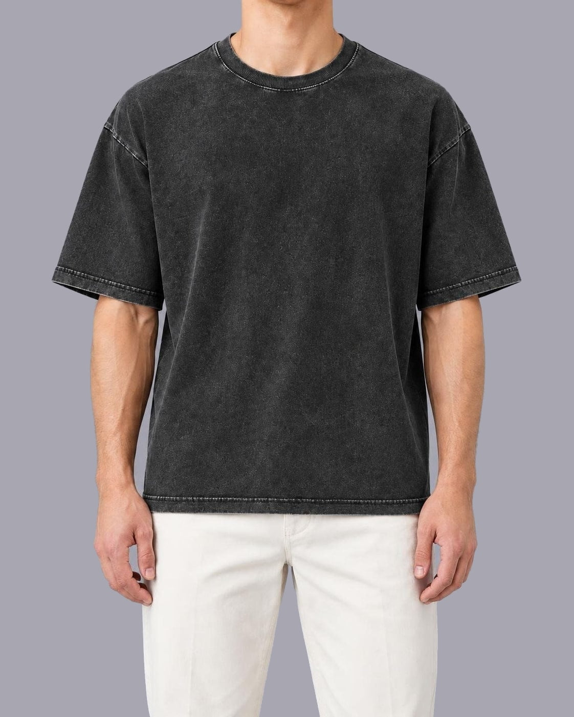 Men's Oversized Heavyweight Cotton T-Shirt – Mineral Wash Finish – Black