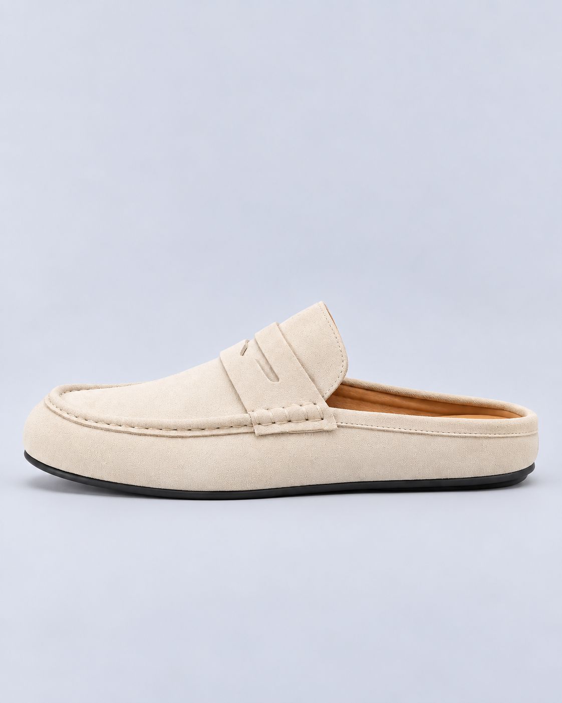 Men's Suede-Look Loafers – Backless Penny Mules, Slip-On Style