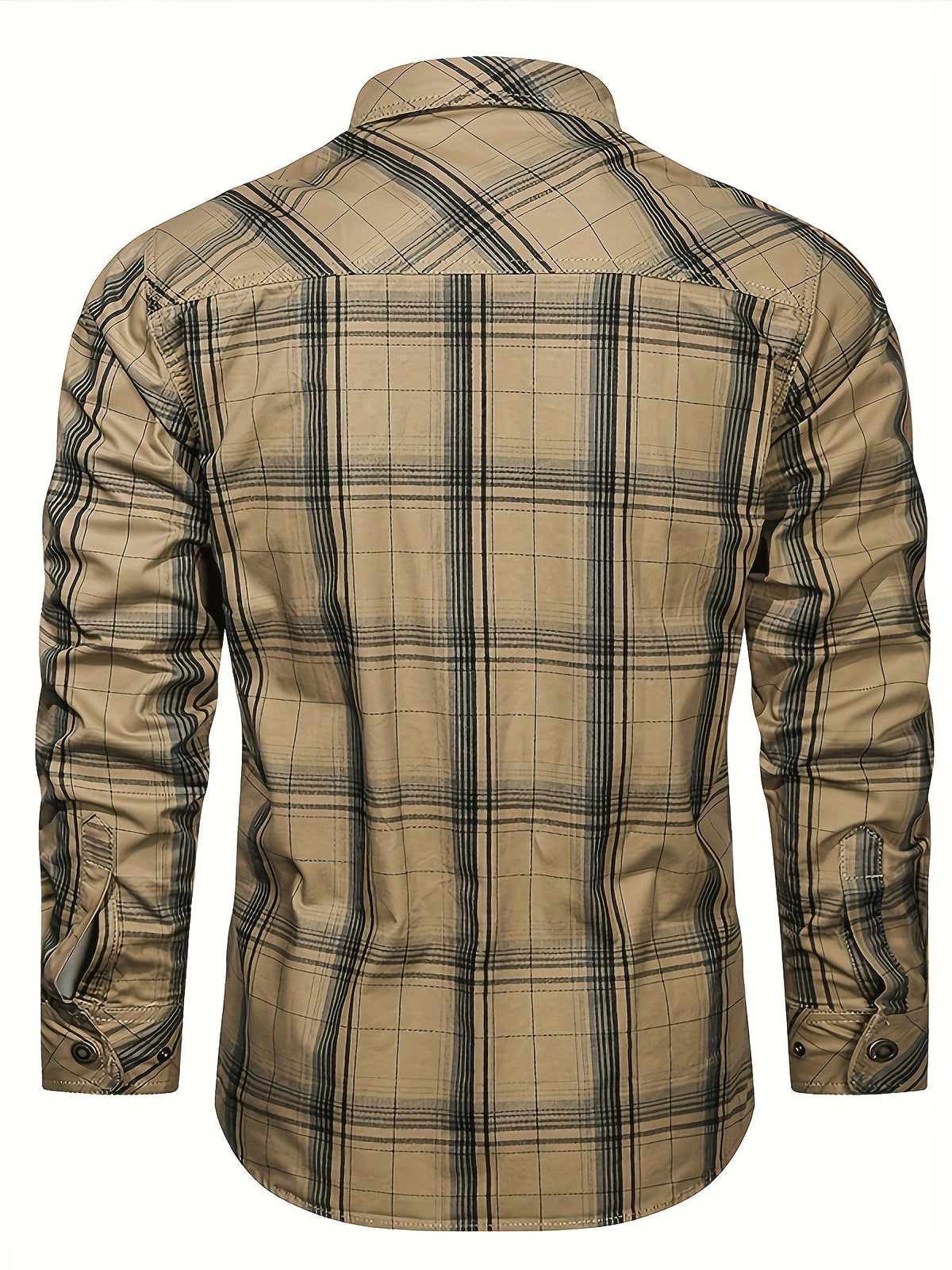 Men's Check Shirt – Long Sleeve with Two Button-Flap Chest Pockets