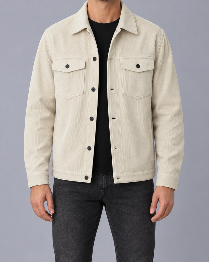 Men's Textured Corduroy Work Jacket | Casual Multi-Pocket Autumn Winter Coat