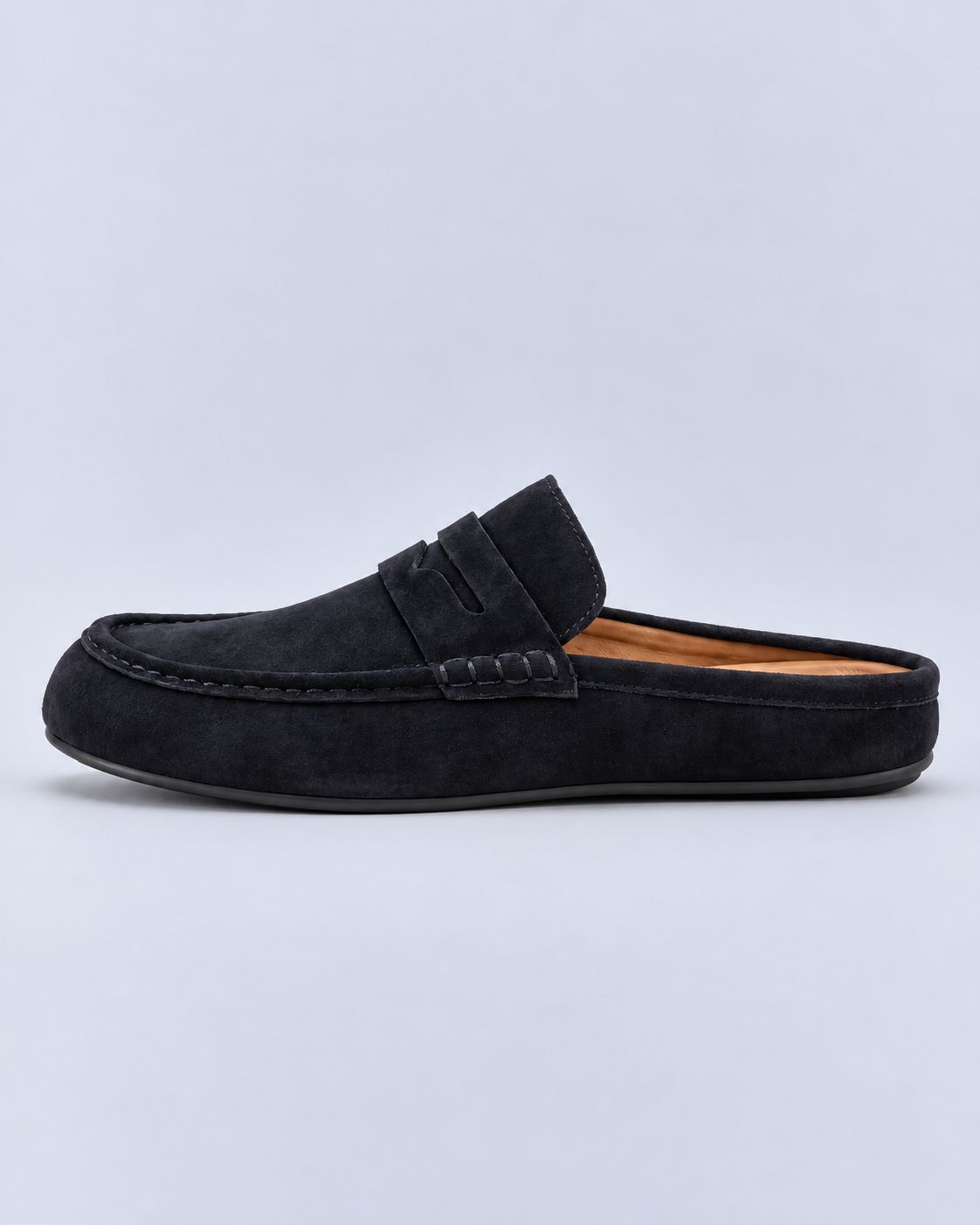 Men's Suede-Look Loafers – Backless Penny Mules, Slip-On Style