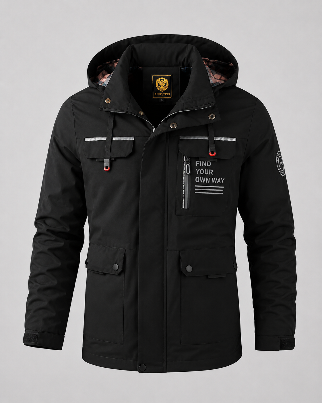 Men's Hooded Utility Parka – Multi-Pocket, Storm Flap, Regular Fit