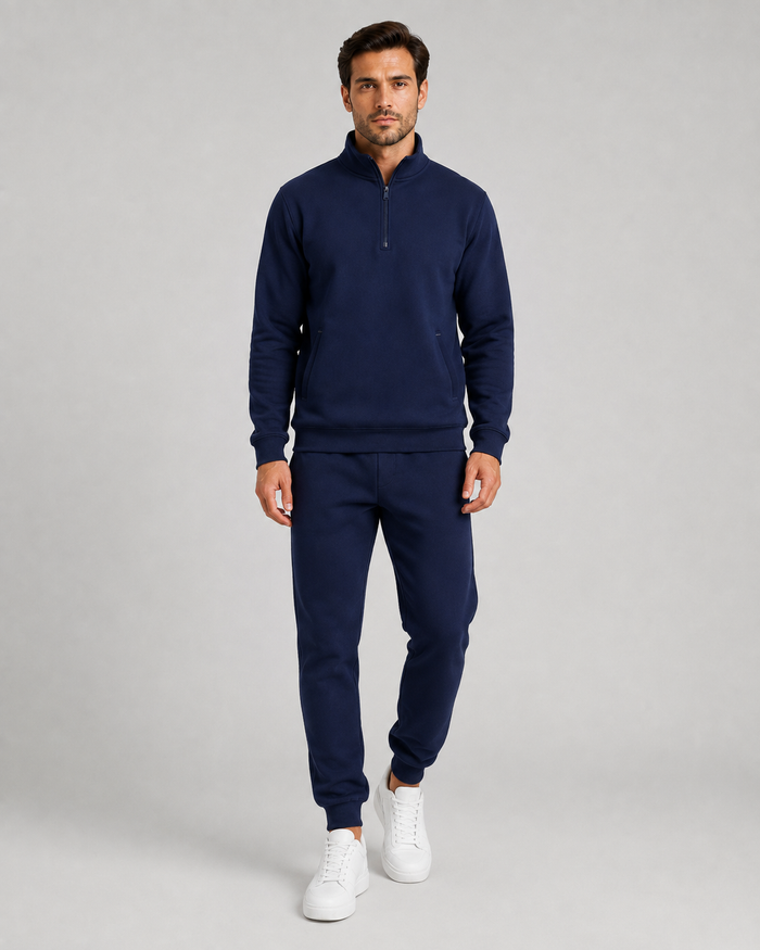 Men's Quarter-Zip Tracksuit Set - Tapered Joggers